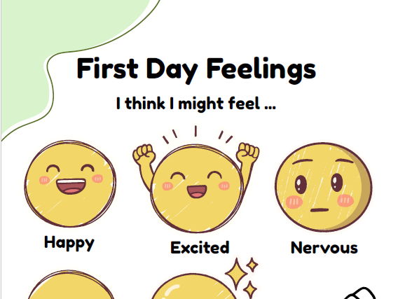 First Day Feelings Worksheet | Starting Reception Transition Activity | EYFS