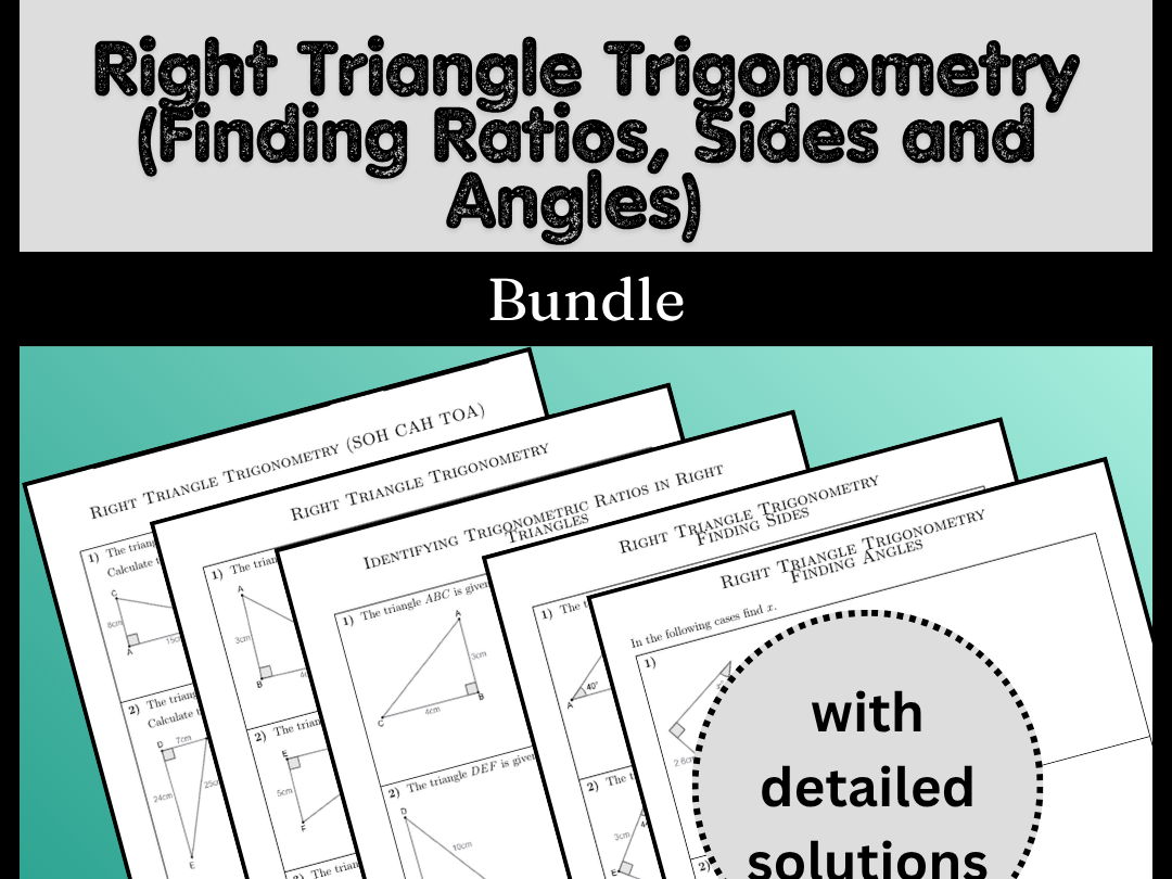 Right Triangle Trigonometry (Finding Ratios, Sides and Angles) Bundle