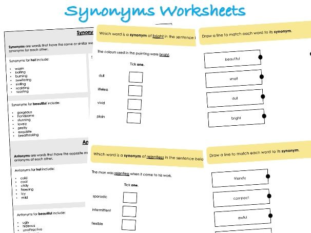 Synonyms Worksheets