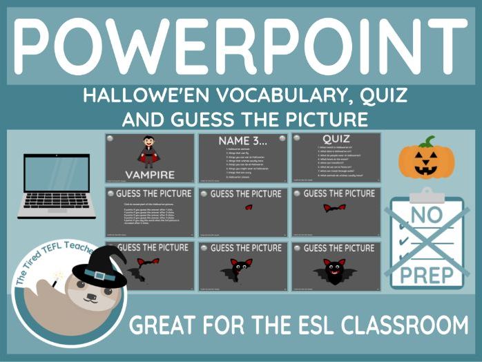 ESL Powerpoint - Hallowe'en Vocabualry, Quiz and Guess the Picture Game