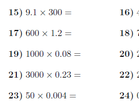 multiplying decimals by powers of 10 worksheet with