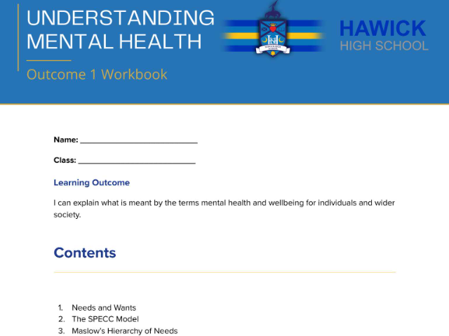 SQA/ QS Mental Health & Wellbeing Award – Complete Teaching Pack  Inside: