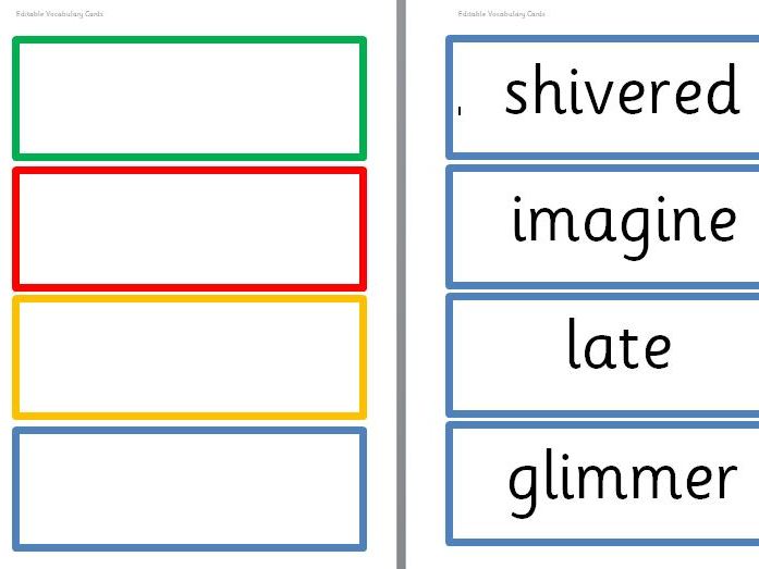 Editable Vocabulary/ Name Cards