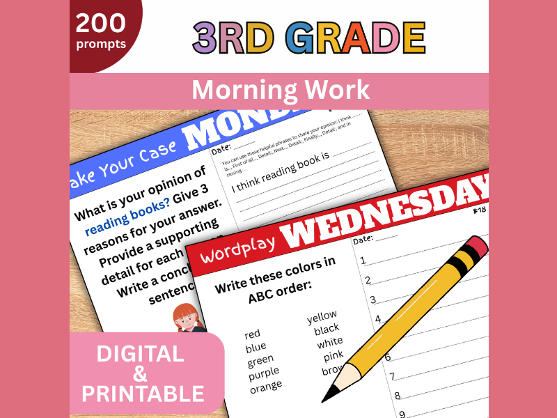 3rd Grade Morning Work Writing Prompts Slides