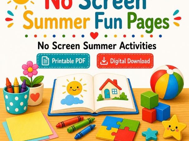 No Screen Summer Fun Pages | No Screen Summer Activities | Printable PDF | Digital Download