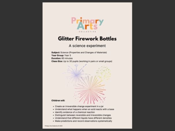 Glitter Firework Bottles - A chemical reaction science experiment