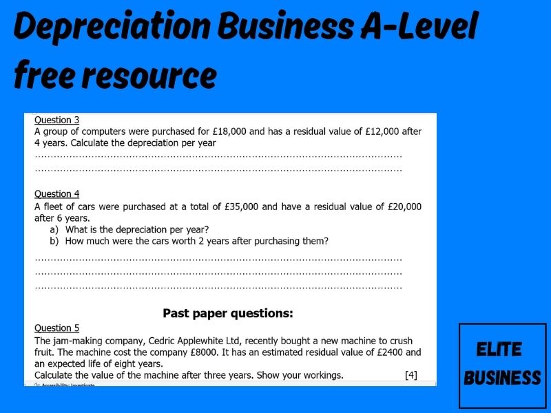 Depreciation Business A-Level free resource