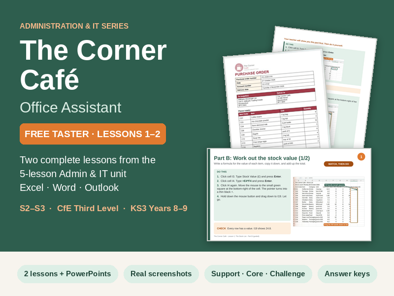 FREE KS3 Admin & IT Lessons: Excel and Word