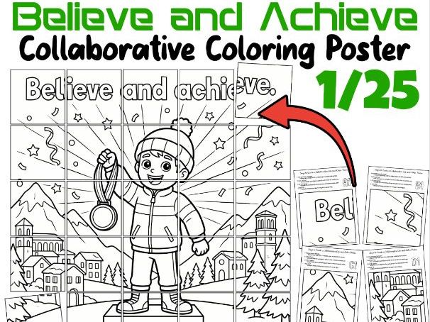 Believe and Achieve Collaborative Coloring Poster | Winter Olympics Italy