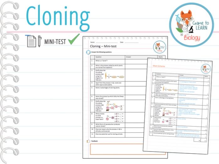 Cloning Minitest (KS4) Teaching Resources