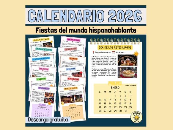 Calendario 2026 Fiestas del mundo hispanohablante Festivals in the Spanish speaking world calendar