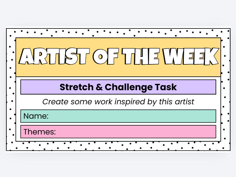 FREE Artist of the Week Display Stretch & Challenge Task | Photography, Art & Creative Media