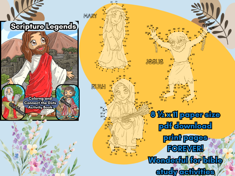 STEM Christian Scripture Legends Connect The Dots Activity Book For Grades 1-5, Labeled Pages