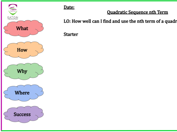 nth Term (Quadratic Sequences)