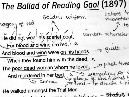 A-Level Literature The Ballad of Reading Gaol Full Poem Annotations