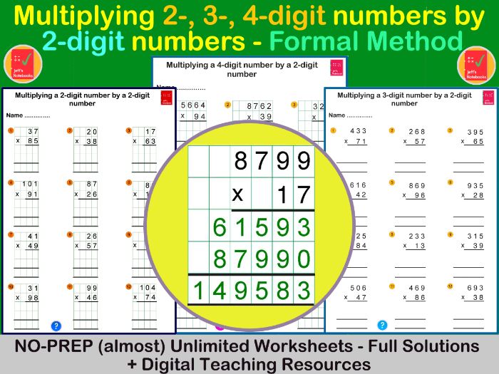Multiply up to 4-Digit by 2-Digit Numbers - Formal Method - Y6