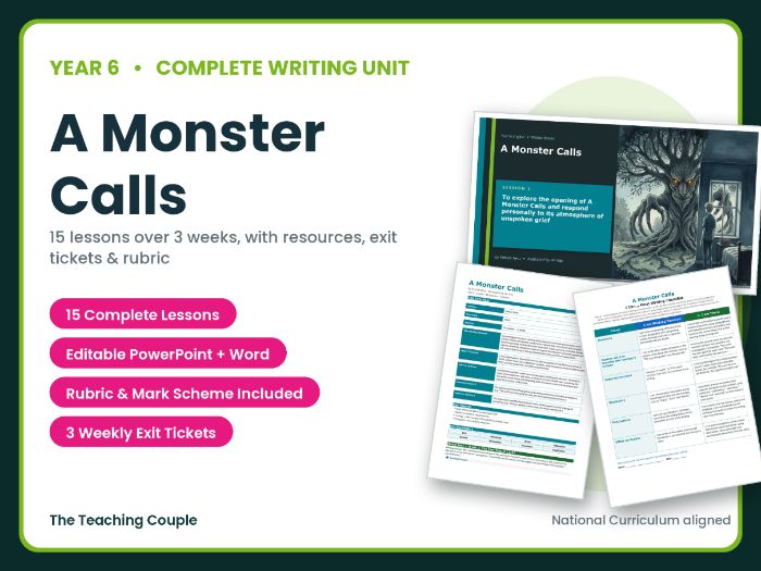 A Monster Calls | Year 6 English Unit | 15 Complete Lessons + Resources + Mark Scheme
