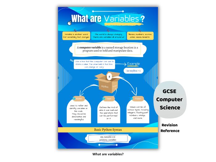 Variables Cheat Sheet Poster | Programming & Coding Reference