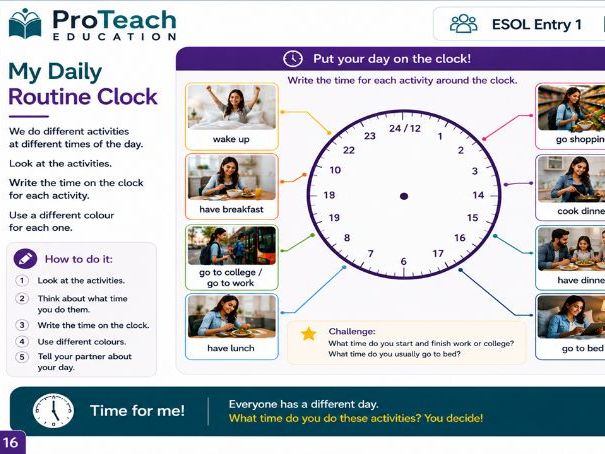 ESOL Entry 1 Daily Routines Lesson