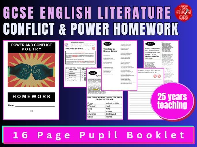 Power and Conflict Poetry | Homework Booklet | GCSE English Literature | AQA | KS4 | SEND