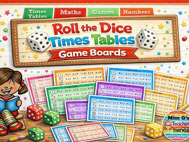 Roll the dice times tables game boards - Roll, Multiply and Master Times Tables!