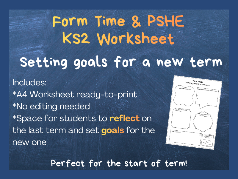 KS2 PSHE and Form Time Worksheet | Goal-setting for a new term
