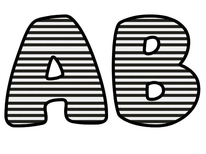 Black Stripes On White Classroom Display Lettering Set | Upper & Lowercase Letters, 0-9 and Signs