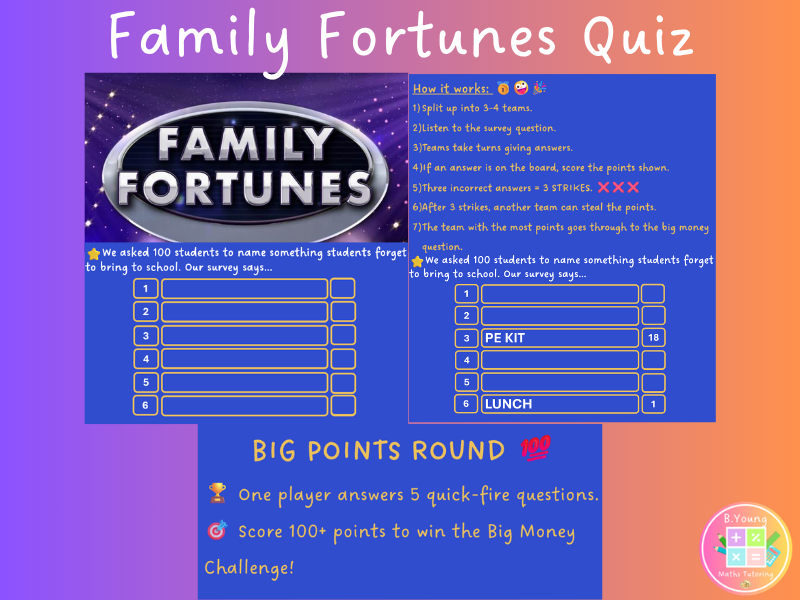 School Family Fortunes Quiz