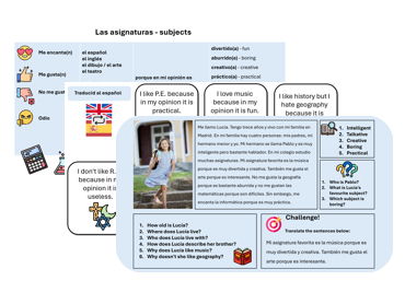 School Subjects (Spanish) - Complete Unit with Assessment & Mark Scheme (also suitable for cover)
