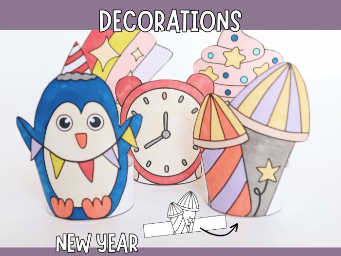 Printable New Year Decorations - Craft Templates for Kids