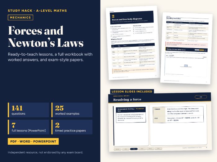 A-level Maths Forces and Newton's Laws Complete Pack