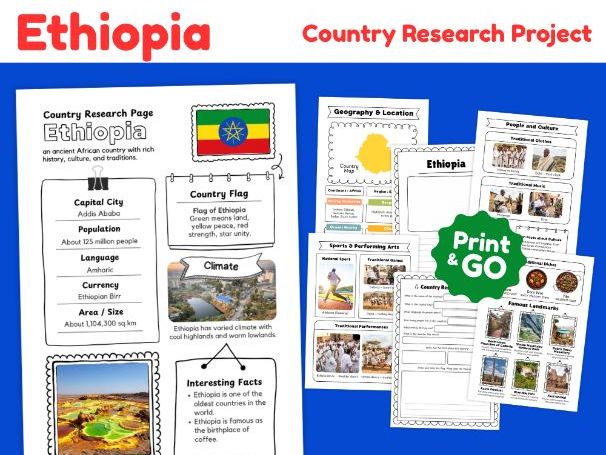 Ethiopia Country Study Worksheets | Geography & Culture