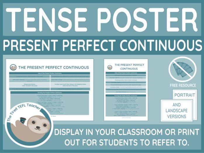 ESL Tense Poster - The Present Perfect Continuous