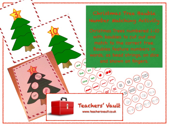 Christmas Tree Bauble Number Matching Activity Teaching Resources