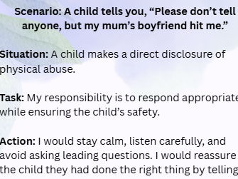 Safeguarding interview questions with model answers.