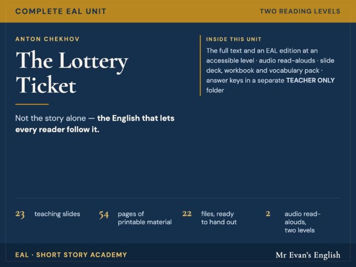 The Lottery Ticket | KS3 KS4 English | Complete Unit + EAL + Audio