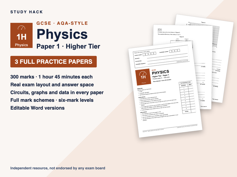 GCSE Physics Paper 1 Higher: 3 Full Practice Papers with Mark Schemes (AQA-style)