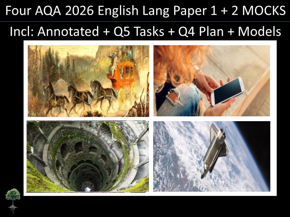Four AQA 2026 English Language Paper  1 & 2 | Annotated, Q5 Tasks , Q4 Plan, Models
