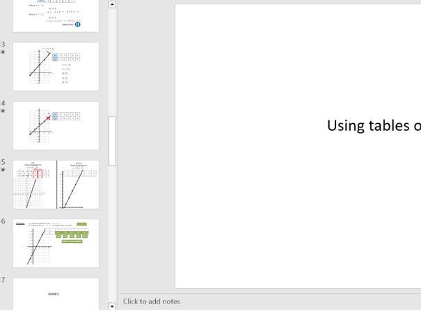 Using tables of values