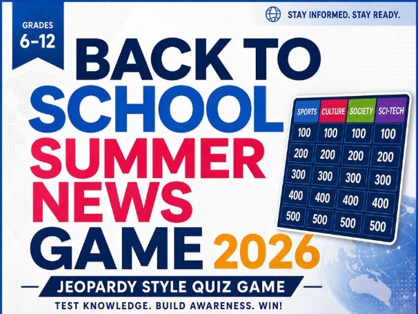 Summer News Game 2026 - Back to School Icebreaker - Jeopardy + Worksheets