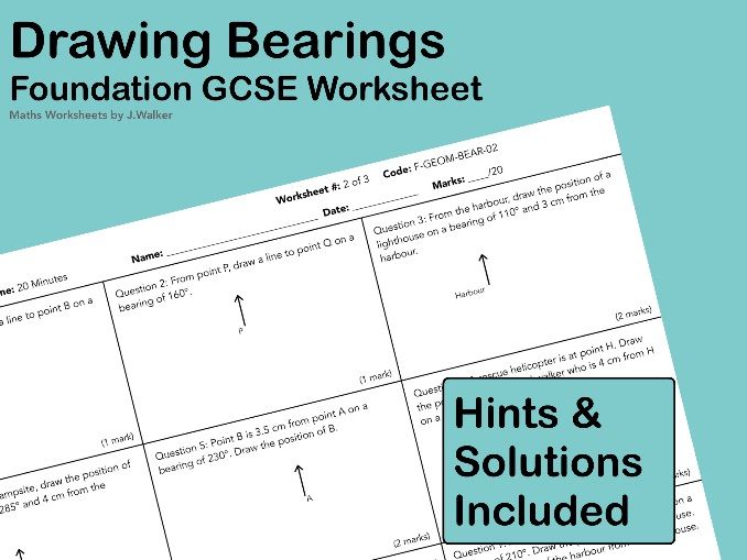GCSE Maths Worksheet: Drawing Bearings - Foundation Tier