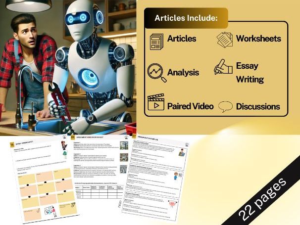Evaluating Arguments - AI Replacing Humans in Workforce -Worksheets, Texts, More