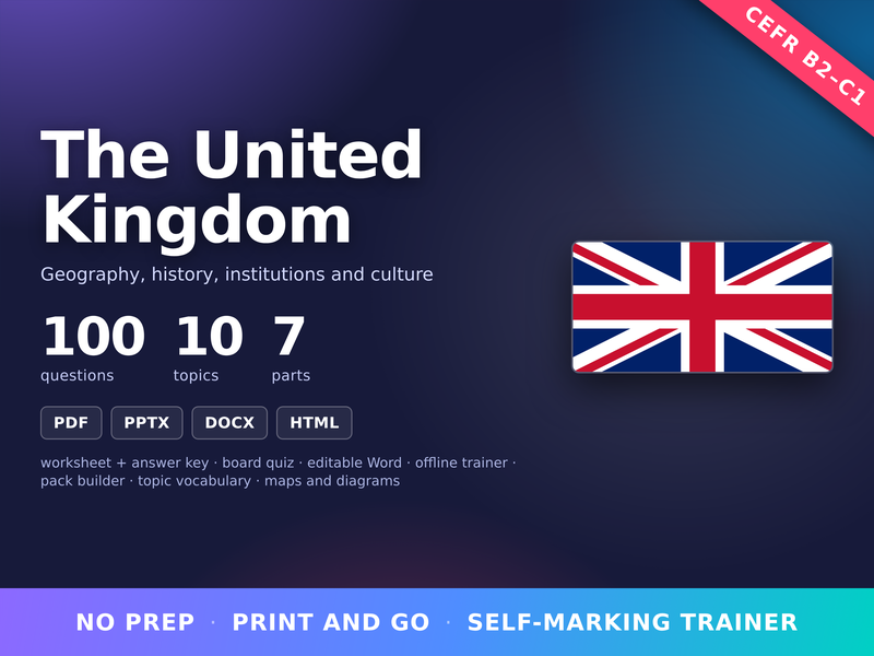 British Culture Quiz UK ESL EFL B2-C1