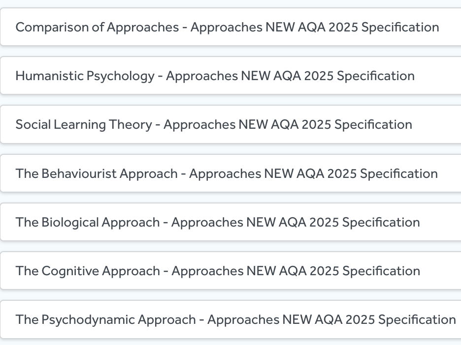 ALL Lessons - Approaches NEW AQA 2025 Specification