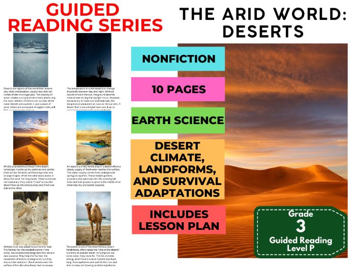 The Arid World - Deserts: Guided Reading Level P with Lesson Plan