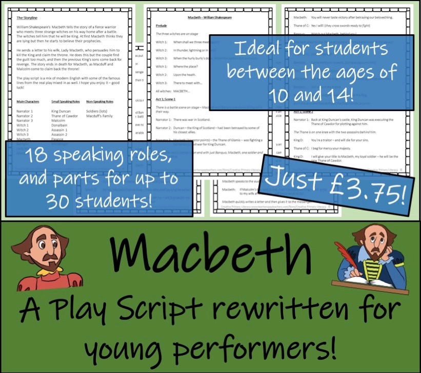 KS2 / KS3 Drama Macbeth Play Script Teaching Resources