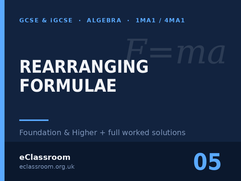 GCSE & iGCSE Rearranging Formulae worksheet
