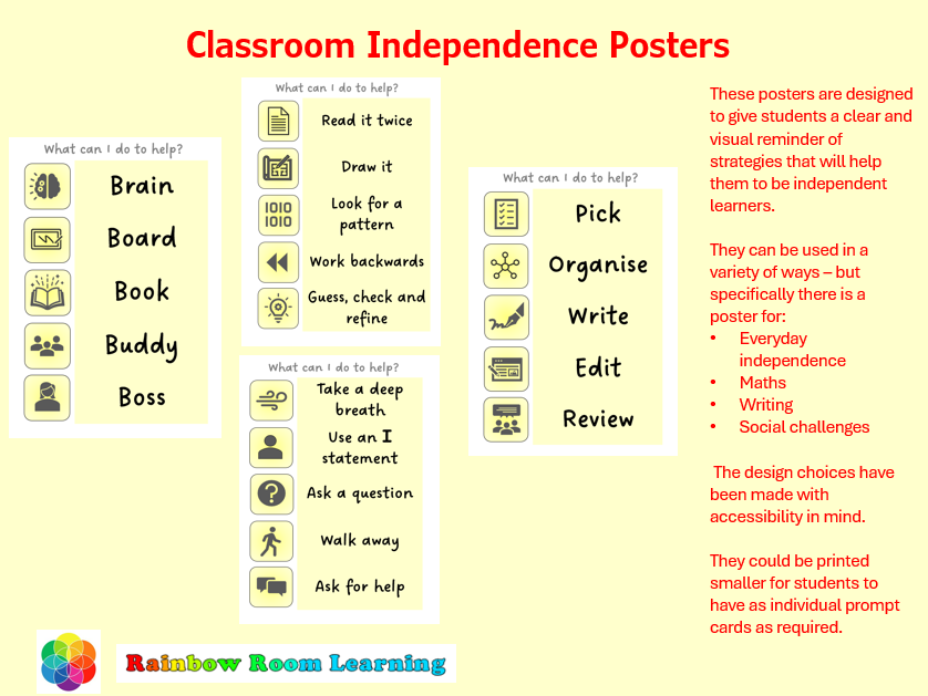Classroom Independence Posters