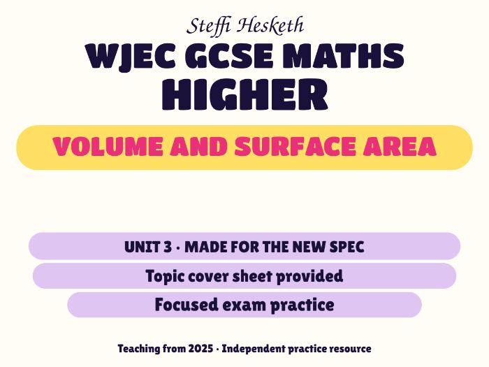 WJEC New Spec Maths Higher Unit 3: Volume and surface area