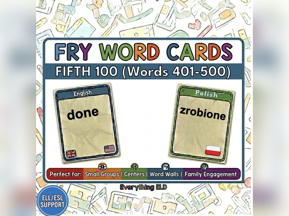 Polish-English Fry Words: Fifth 100 Flashcards